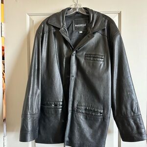 Bardelli Men’s Black Leather Trench Coat